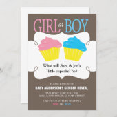 Kleines Cupcake Pink oder Blue Gender Reveal Party Einladung (Vorne/Hinten)