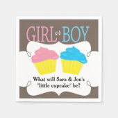 Kleines Cupcake Pink oder Blue Gender Reveal Party Serviette (Vorderseite)