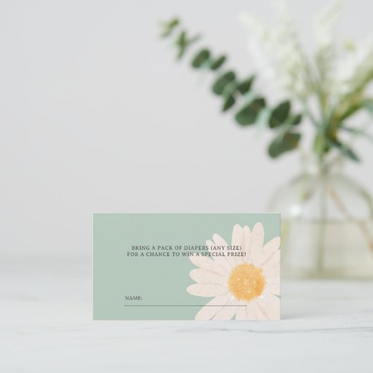 Kleines Daisy Baby Duwer Diaper Raffle Ticket (Stehend Vorderseite)
