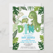 Kleines Dino ist unterwegs mit Baby-Dusche Einladung (Vorderseite)