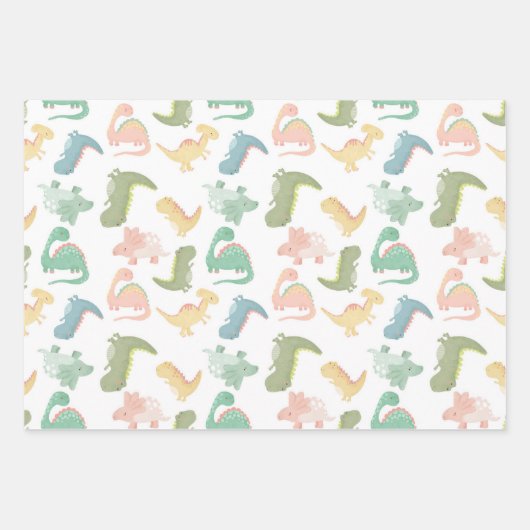 Kleines Dinosaurier-Design Geschenkpapier Set (Vorderseite 2)