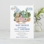 Kleines Dinosaurier-Party! Brüllen! Babyparty Einladung (Stehend Vorderseite)