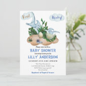 Kleines Dinosaurier-Party! Brüllen! Babyparty Einladung (Stehend Vorderseite)