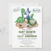 Kleines Dinosaurier-Party! Brüllen! Babyparty Einladung (Vorderseite)