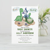 Kleines Dinosaurier-Party! Brüllen! Babyparty Einladung (Stehend Vorderseite)