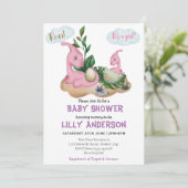 Kleines Dinosaurier-Party! Brüllen! Babyparty Einladung (Stehend Vorderseite)