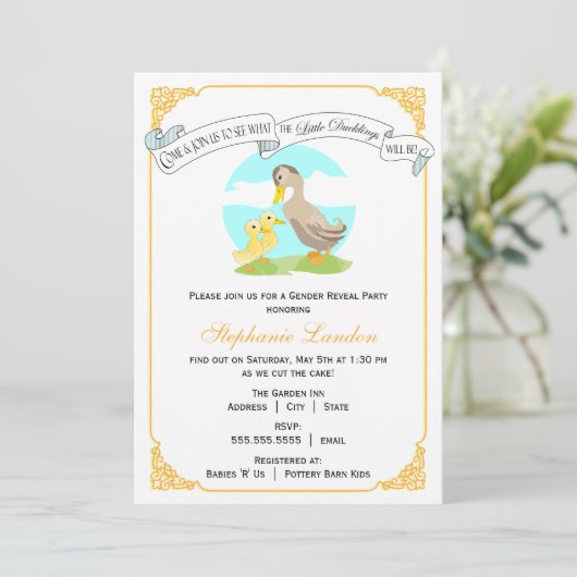 Kleines Doppelgeschlecht der Entlein-| decken Einladung (Stehend Vorderseite)