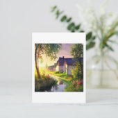 kleines Dorf am Bach Postkarte (Stehend Vorderseite)