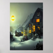 Kleines Dorf im Schnee | AI Art Poster (Vorne)