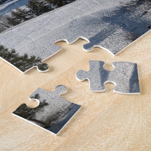 Kleines Dorf mit Dolomitbergen im Schnee Puzzle (Seite)