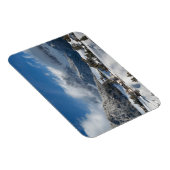 Kleines Dorf mit Dolomiten Bergen im Schnee Magnet (Rechte Seite)