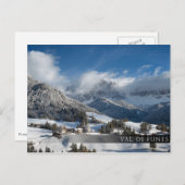 Kleines Dorf mit Dolomiten Bergen im Schnee Postkarte (Vorne/Hinten)