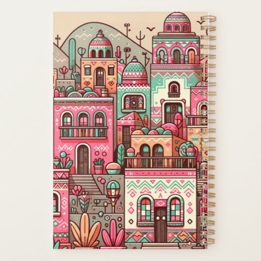 Kleines Dorf mit farbenfrohen Farben Planer (Rückseite)