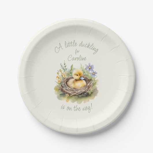 Kleines Duckling ist auf dem Weg Duckkissendusche Pappteller (Vorderseite)