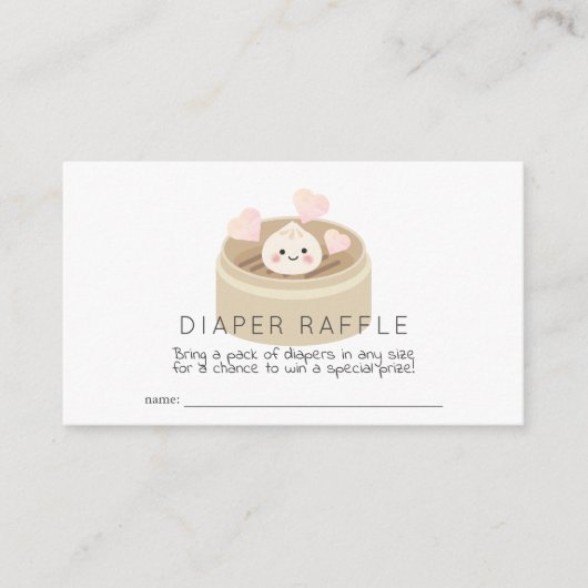 Kleines Dumpling Baby Duwer Diaper Raffle Ticket Begleitkarte (Vorderseite)