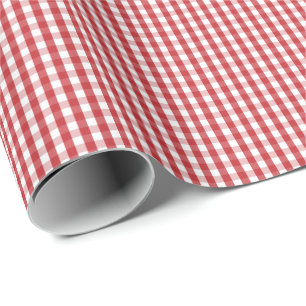 Kleines dunkelrotes und weißes Gingham-Packpapier Geschenkpapier