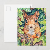 Kleines Eichhörnchen im Eichenbaum Postkarte (Vorne/Hinten)
