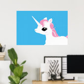 Kleines Einhorn mit rosa Mangposter Poster (Heimbüro)