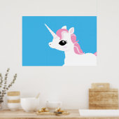 Kleines Einhorn mit rosa Mangposter Poster (Küche)