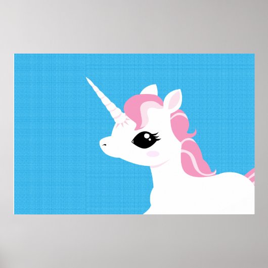 Kleines Einhorn mit rosa Mangposter Poster (Vorne)