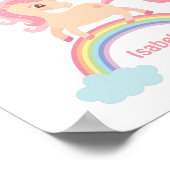 Kleines Einhorn mit Stern auf Regenbogen Girls - W Poster (Ecke)