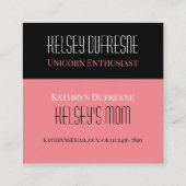 Kleines Einhorn Quadratische Visitenkarte (Rückseite)