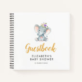 kleines Elefant lila Flora Babyduschenbuch Notizblock (Vorderseite)