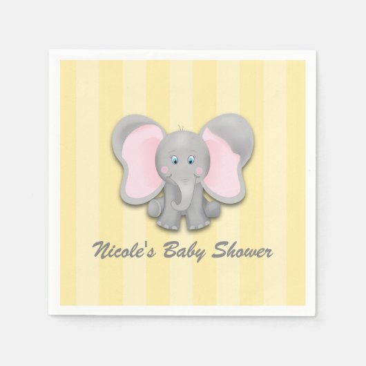 Kleines Elefant Yellow Baby Dusche Party Serviette (Vorderseite)
