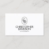Kleines, elegantes Monogramm-Logo weiß/schwarz Visitenkarte (Vorderseite)