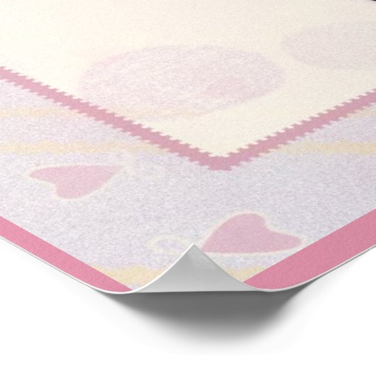 Kleines Engel-Girl mit rosa Blume Poster (Ecke)