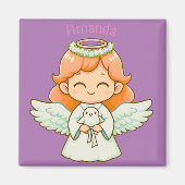 Kleines Engel-Mädchen und Vogel Magnet (Vorne)