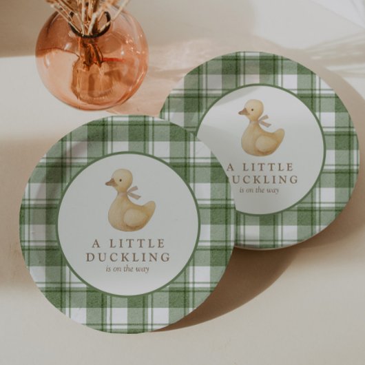 Kleines Entlein | Klassisches neutrales Gingham Pappteller