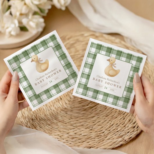 Kleines Entlein | Klassisches neutrales Gingham Serviette