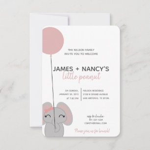 kleines Erdnussmädchen BABY SHOWER Elefant Einladu Einladung