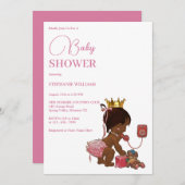 Kleines ethnisches Mädchen mit einer Kronendusche Einladung (Vorne/Hinten)