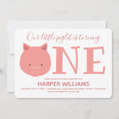 Kleines Ferkel, das ein Tier zum ersten Geburtstag Einladung (Vorderseite)