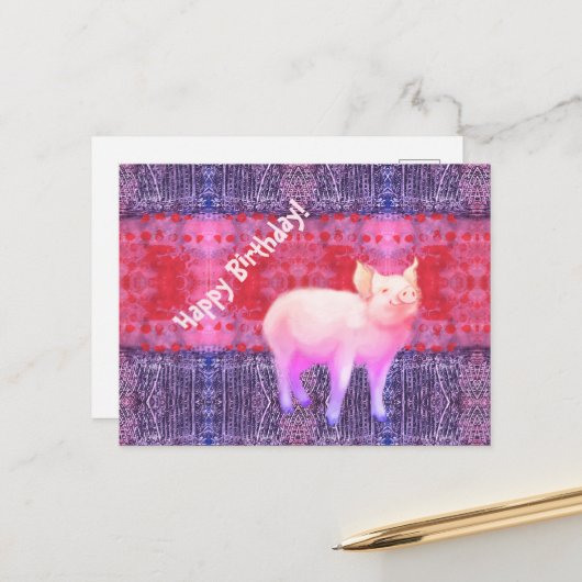 Kleines Ferkel Postkarte (Vorderseite/Rückseite Beispiel)