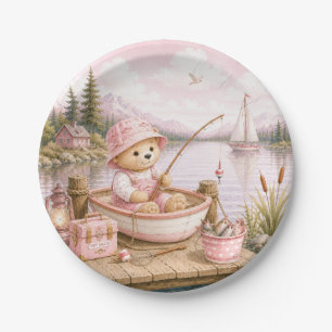 Kleines Fischer Mädchen Papierplatten-Design Pappteller