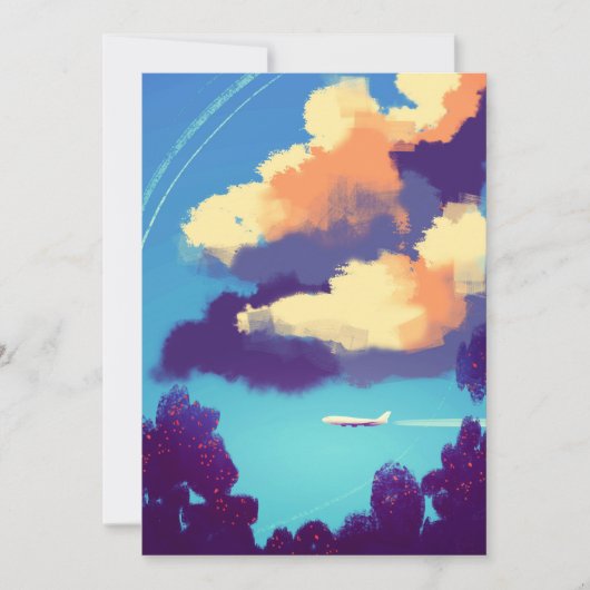 Kleines Flugzeug in Orange Clouds  Einladung (Vorderseite)