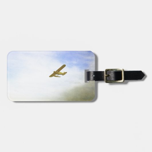 Kleines Flugzeug mit blauem Himmel Gepäckanhänger (Vorderseite horizontal)