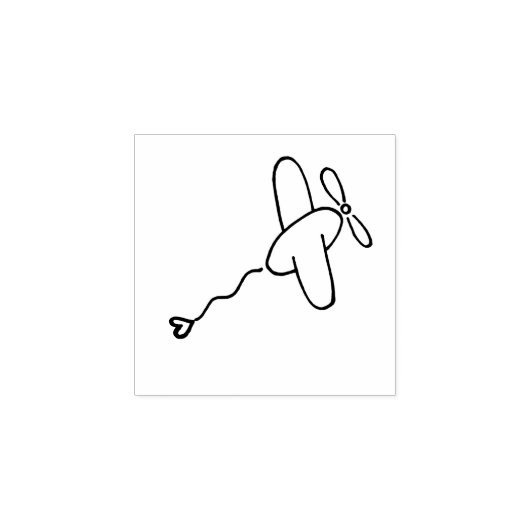 Kleines Flugzeug mit Herz Gummistempel (Prägung)