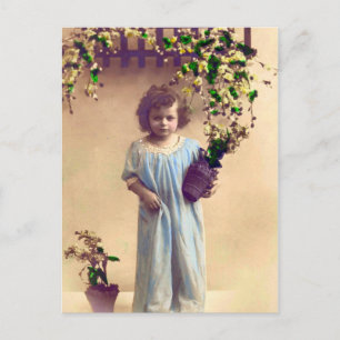Kleines französisches Mädchen Vintag Postkarte