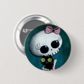 Kleines Fräulein Death - Halloween-Schönheit Button (Vorne & Hinten)