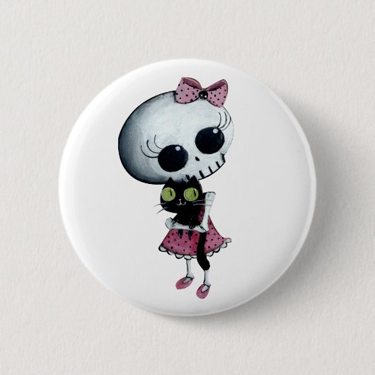 Kleines Fräulein Death - Hallowen Schönheit Button (Vorderseite)