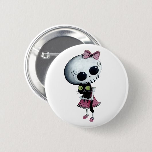 Kleines Fräulein Death - Hallowen Schönheit Button (Vorne & Hinten)
