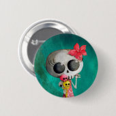 Kleines Fräulein Death mit Halloween-Eiscreme Button (Vorne & Hinten)