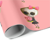 Kleines Fräulein Death mit kleinem Kuchen Geschenkpapier (Rolleneckpunkt)