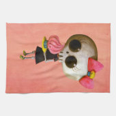 Kleines Fräulein Death mit kleinem Kuchen Geschirrtuch (Horizontal)