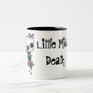 Kleines Fräulein Death mit schwarzer Katze Zweifarbige Tasse