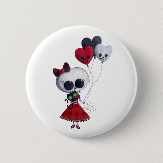 Kleines Fräulein Death Valentine Girl Button (Vorderseite)
